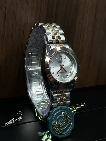 رولکس دیت جاست نقره ای رزگلد صفحه سفید (ROLEX)